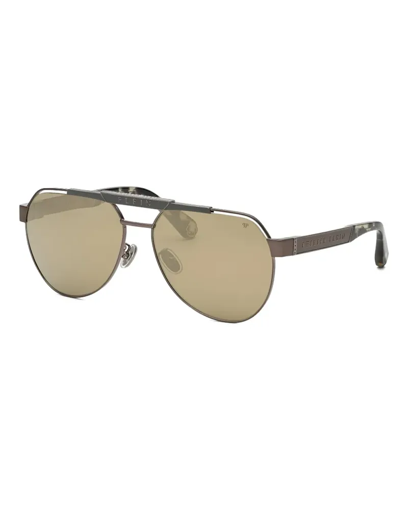 Philipp Plein logo-plaque pilot-frame sunglasses - Braun Braun