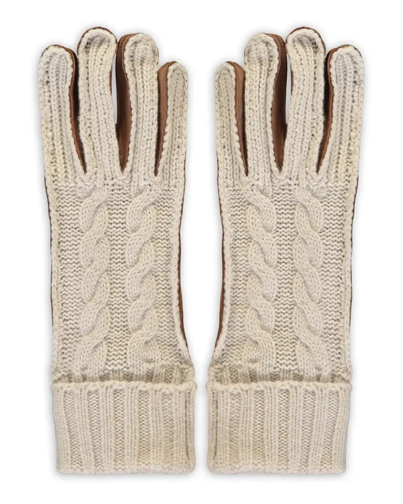 MOORER Handschuhe mit Zopfmuster - Nude Nude