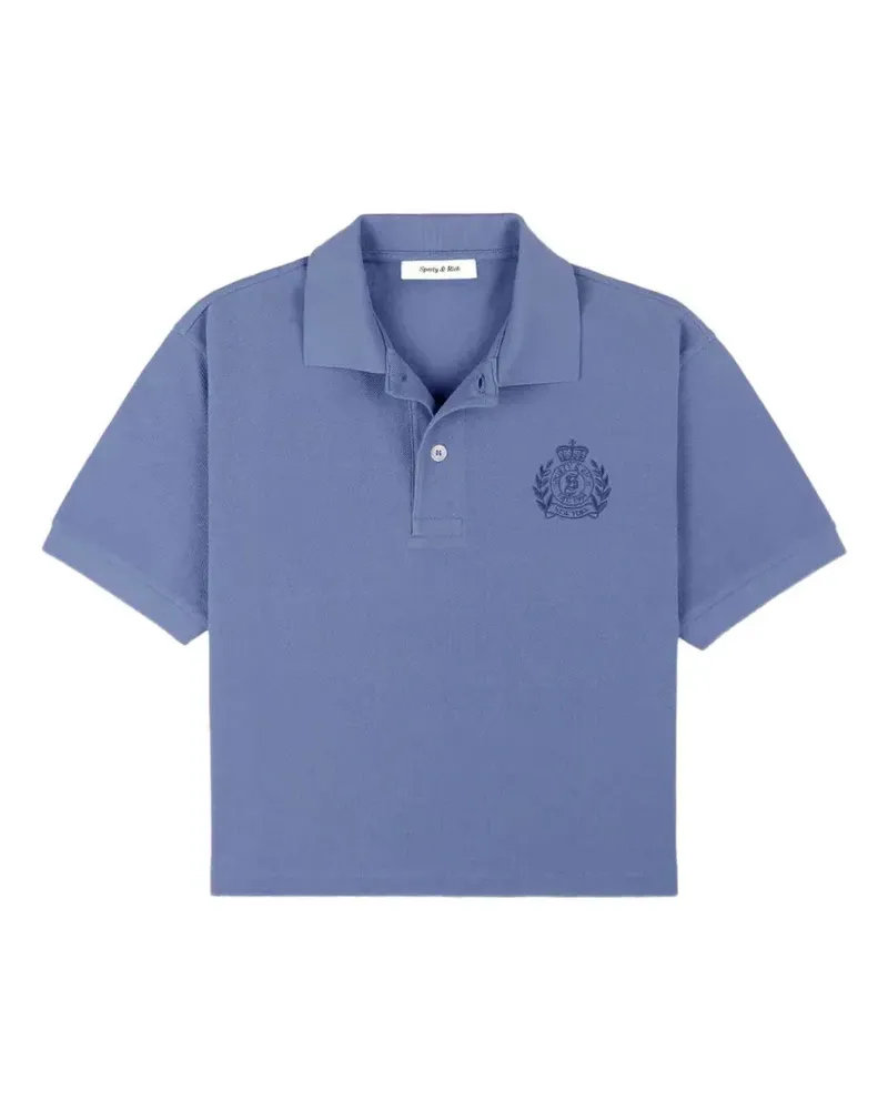 SPORTY & RICH logo-embroidered piqué polo shirt - Blau Blau