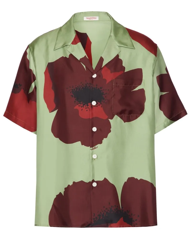 Valentino Garavani Bowlinghemd mit Blumen-Print - Grün Grün