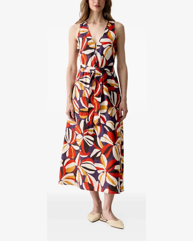 Benetton floral-print belted maxi dress - Violett Violett