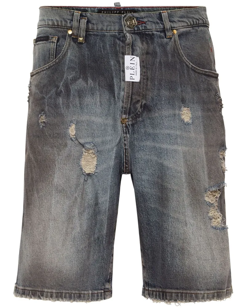 Philipp Plein Jeans-Shorts in Distressed-Optik - Grau Grau