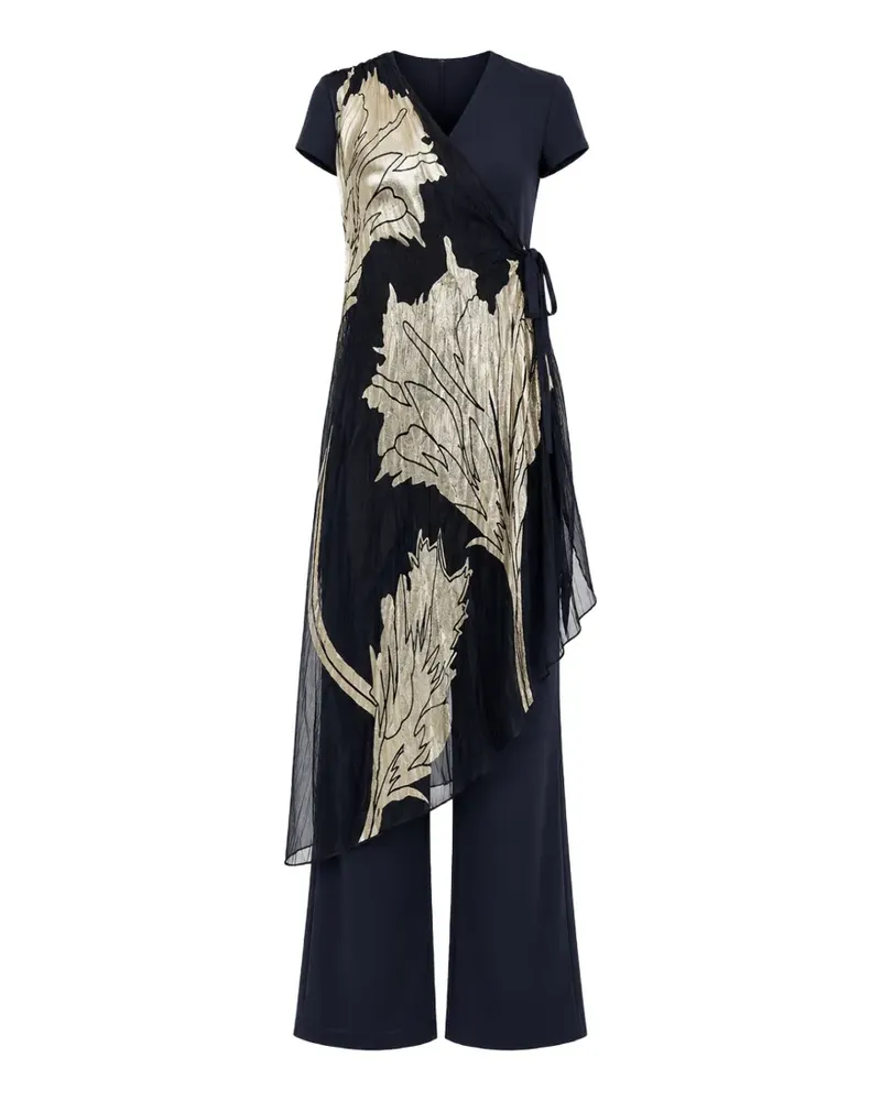 Frank Lyman leaf-print asymmetric jumpsuit - Blau Blau