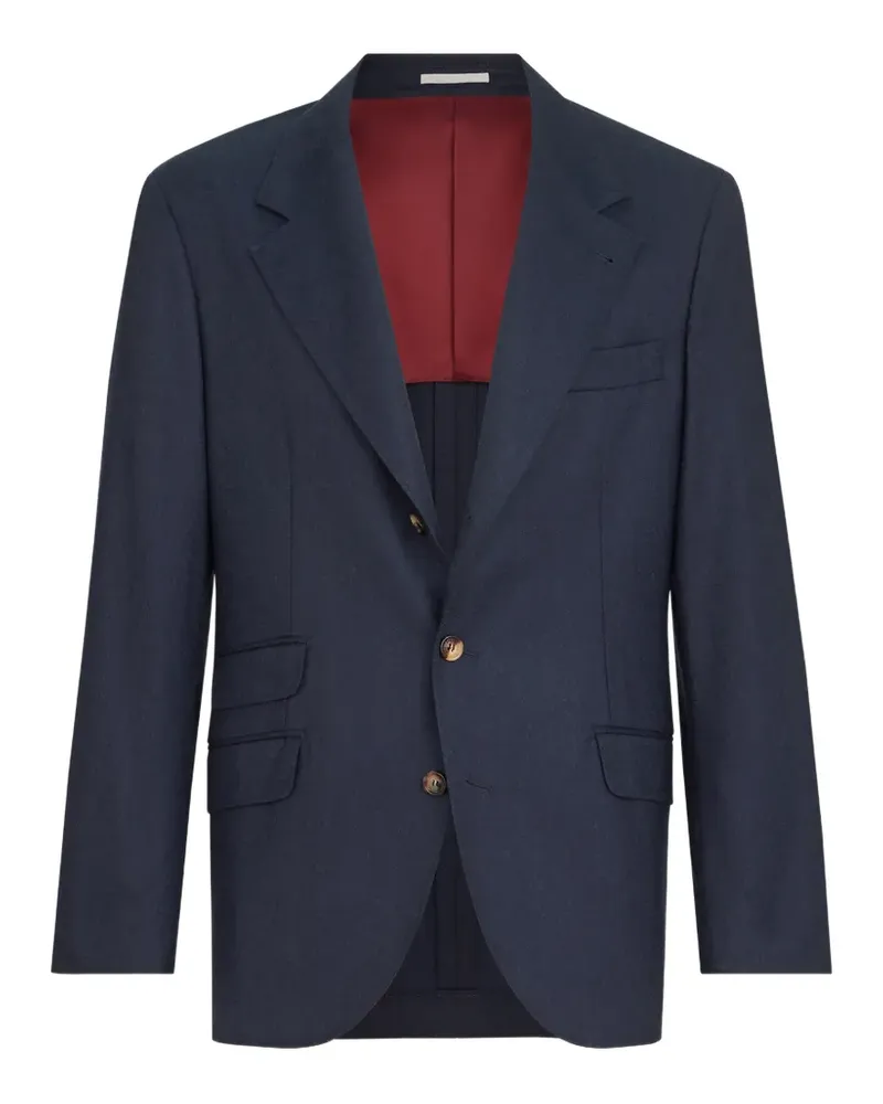 Brunello Cucinelli virgin wool flannel deconstructed Cavallo blazer - Blau Blau