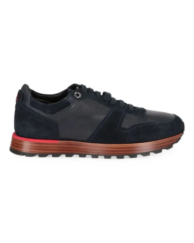 Isaia panelled leather sneakers - Blau Blau