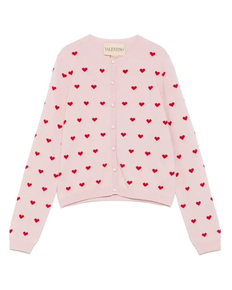Valentino Garavani Geknöpfter Cardigan mit Herzmuster - Rosa Rosa