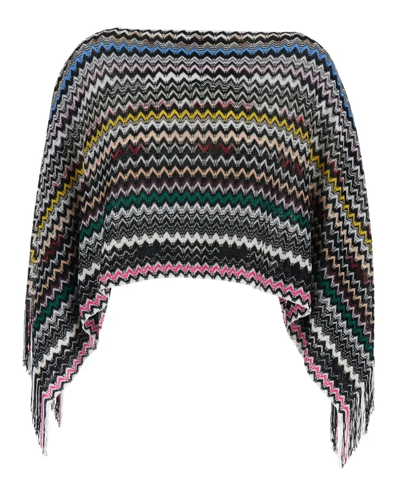 Missoni Poncho mit Fransen - Schwarz Schwarz