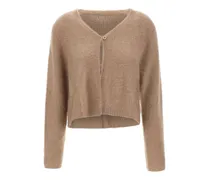 Strukturierter Cardigan mit einem Knopf - Braun