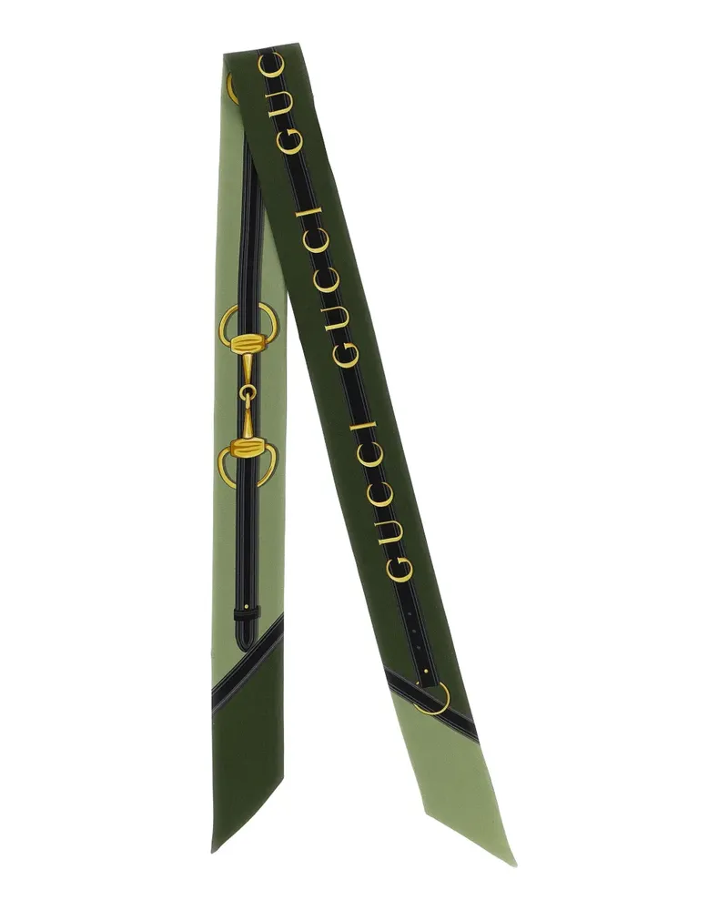 Gucci Seidenschal mit Logo-Print - Grün Grün