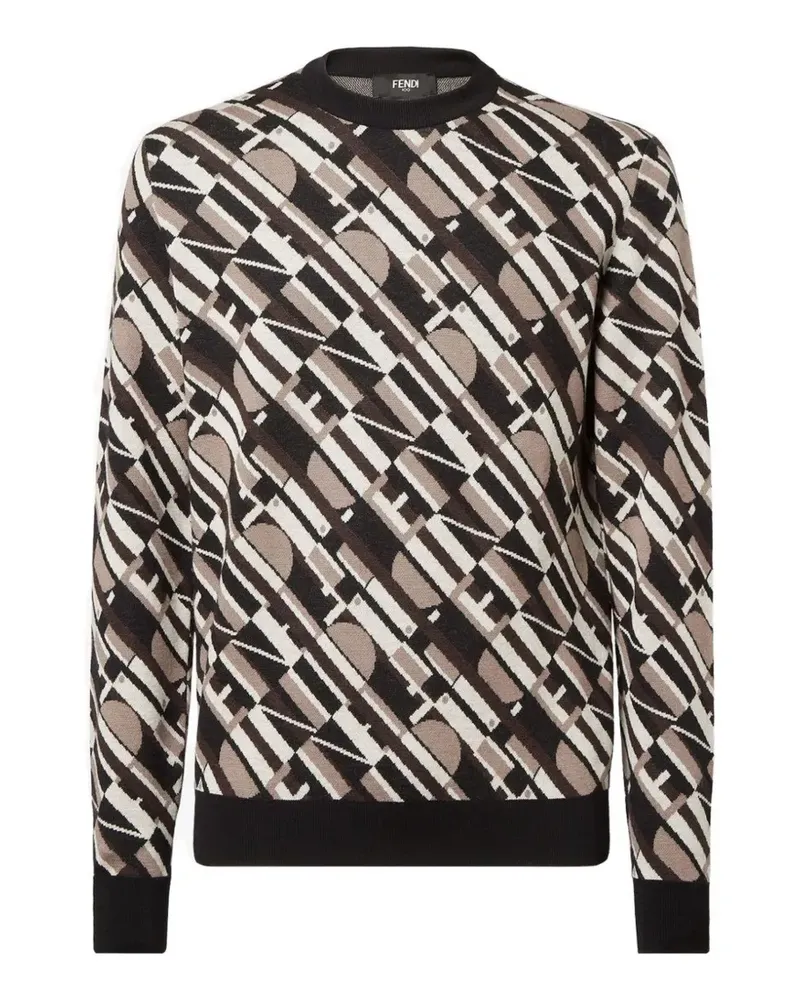 Fendi patterned crew-neck sweater - Schwarz Schwarz