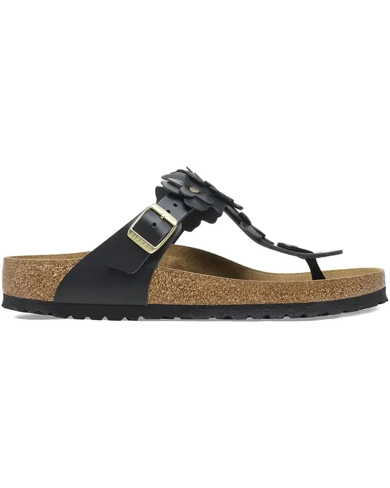 Birkenstock Gizeh Flowers Sandalen mit Zehenriemen - Schwarz Schwarz