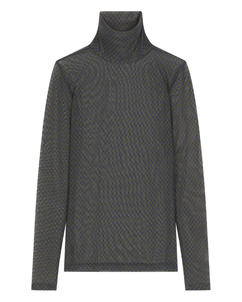Dries van Noten Rollkragenoberteil mit Print - Blau Blau