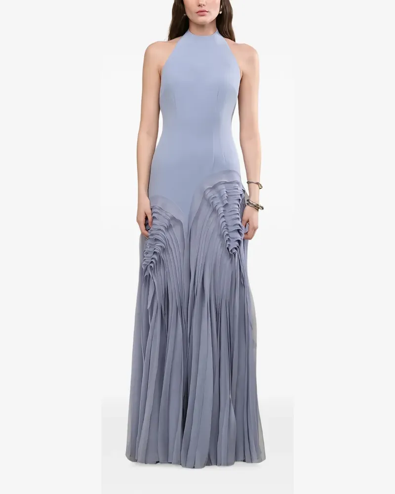 AMUR Elani Abendkleid mit Wellenfalten - Blau Blau