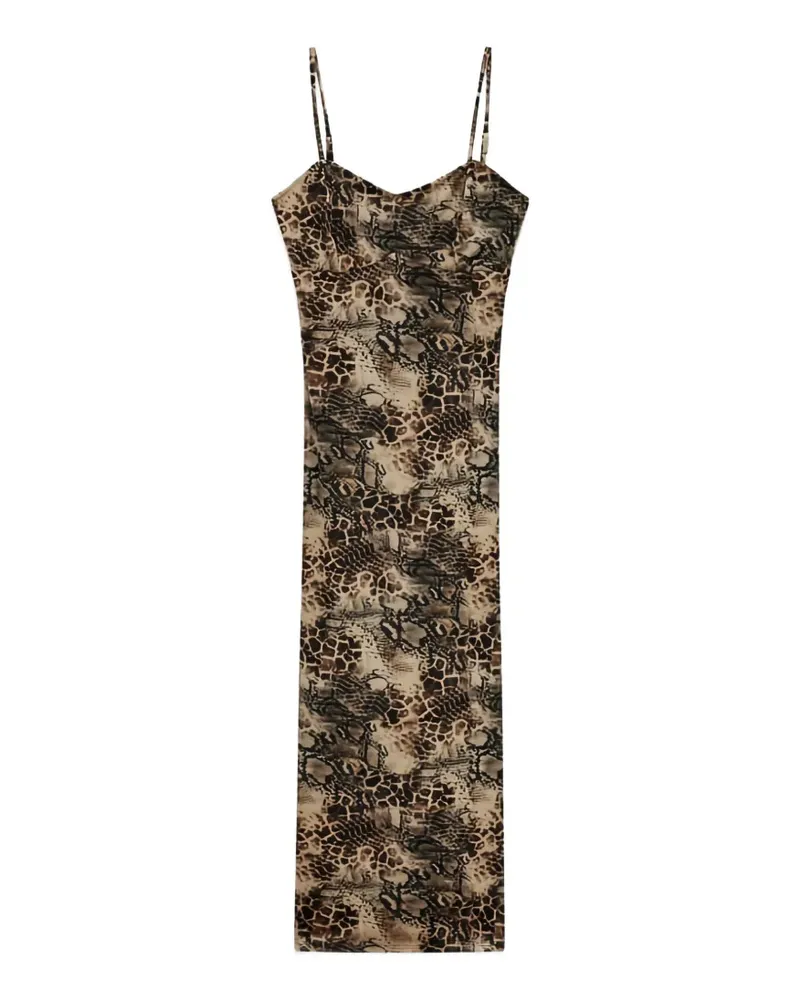 Guess Midikleid mit Schlangenprint - Nude Nude