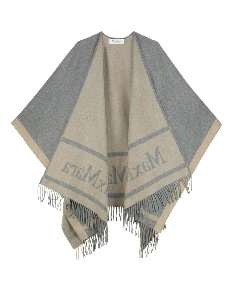 Max Mara Cape mit Fransen - Grau Grau