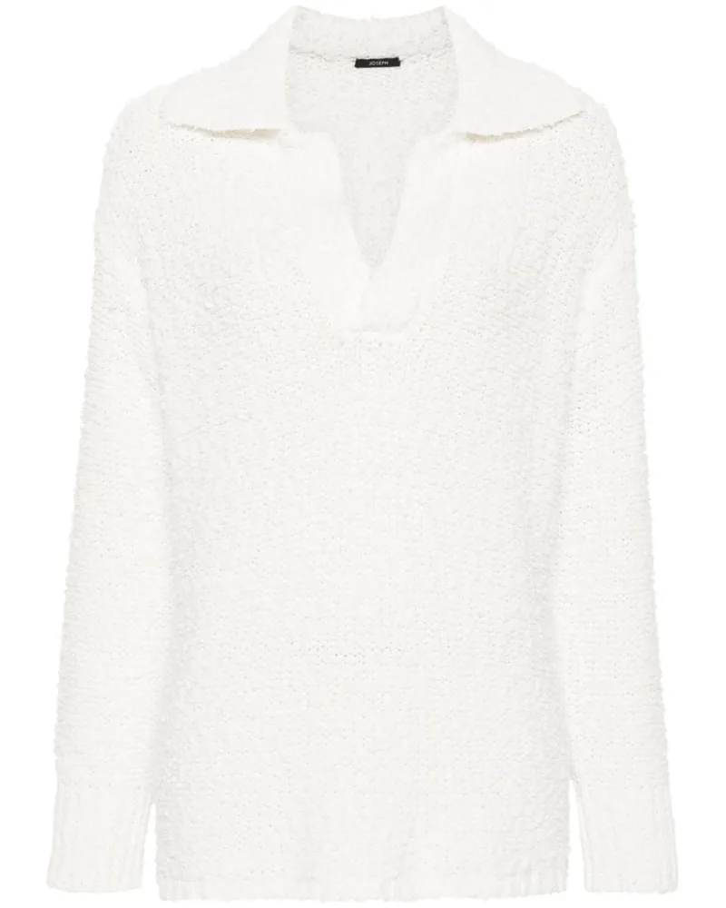Joseph Strukturierter Strickpullover mit Polokragen - Weiß Weiß