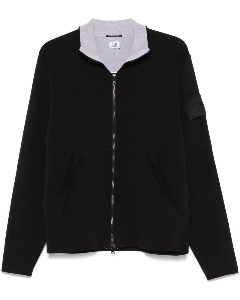 C.P. Company Sweatshirtjacke mit Logo-Patch - Schwarz Schwarz