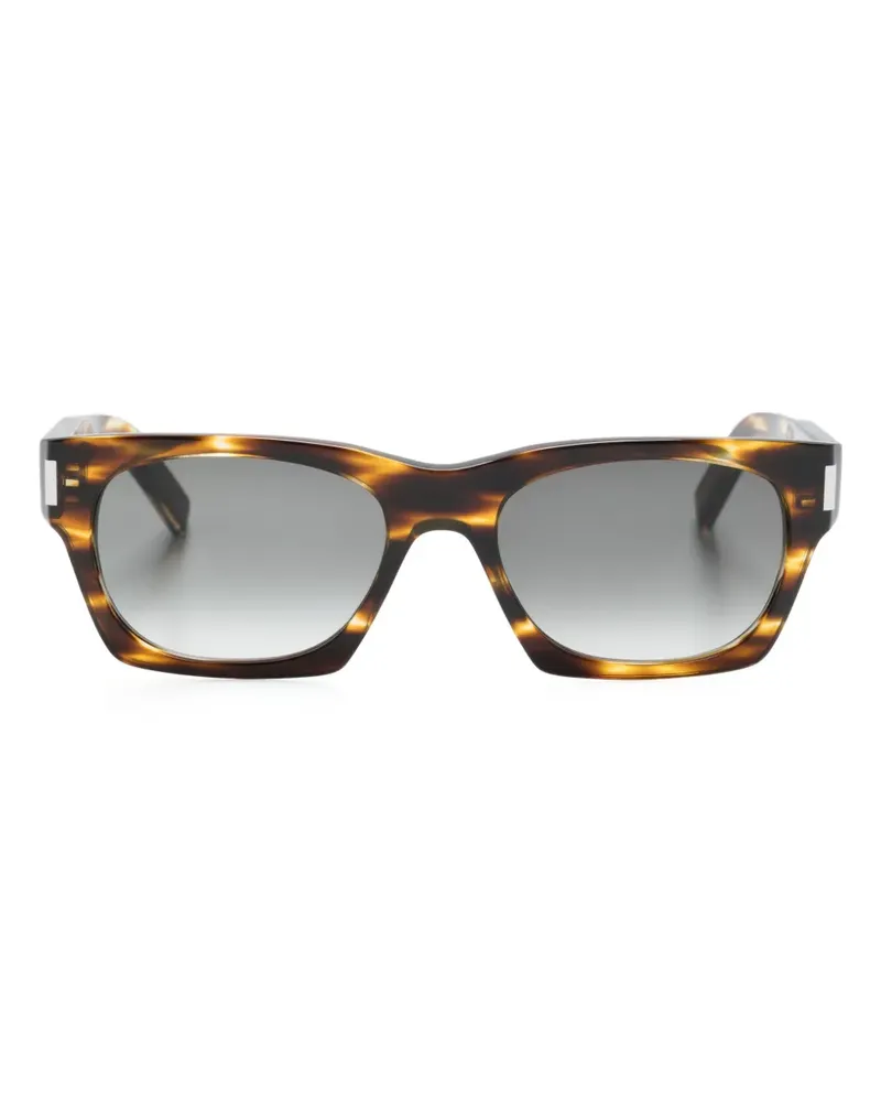 Saint Laurent Eckige Sonnenbrille mit Logo-Gravur - Braun Braun