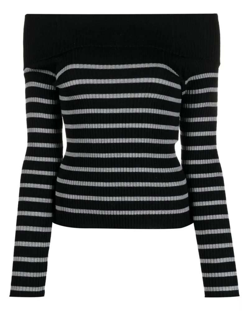 Semicouture Gestreifter Pullover Schwarz