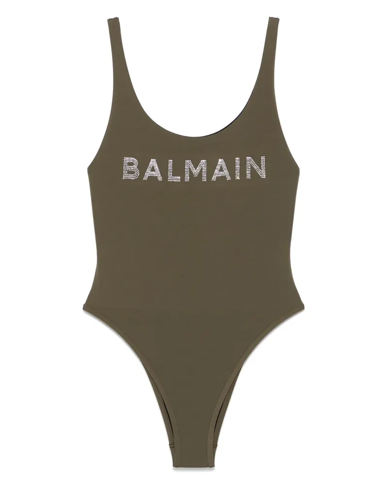 Balmain Badeanzug mit Logo-Applikation - Grün Grün