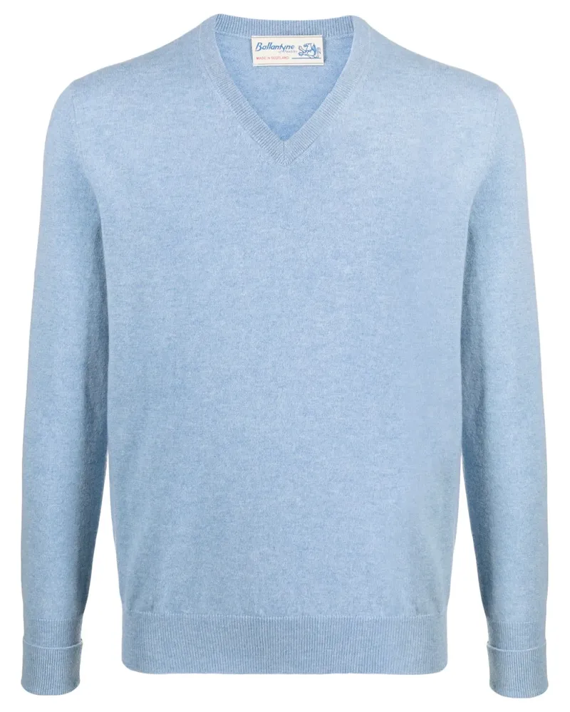 Ballantyne Kaschmirpullover mit V-Ausschnitt - Blau Blau
