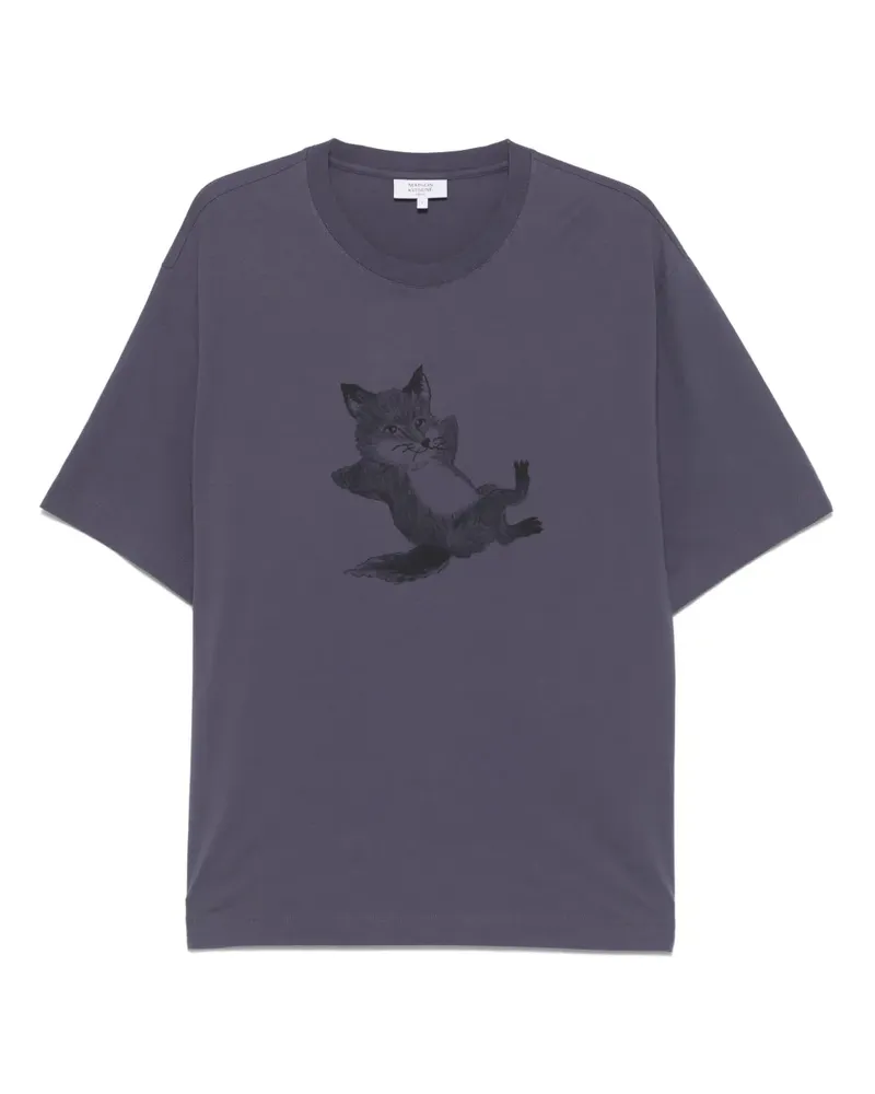 Kitsuné T-Shirt mit Chillax-Print - Blau Blau