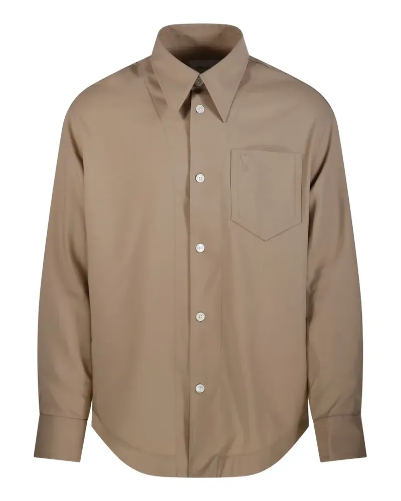 AMI Paris pocket embroidered shirt - Nude Nude