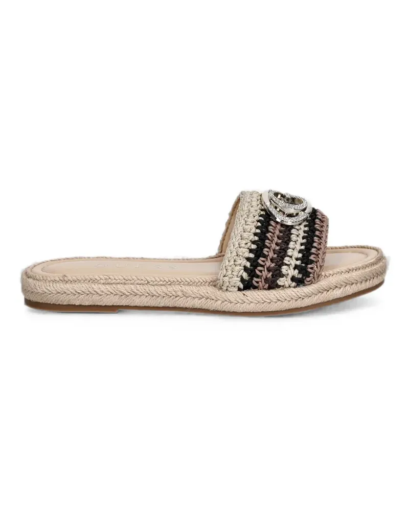 Guess Kaylis logo-plaque woven sandals - Nude Nude