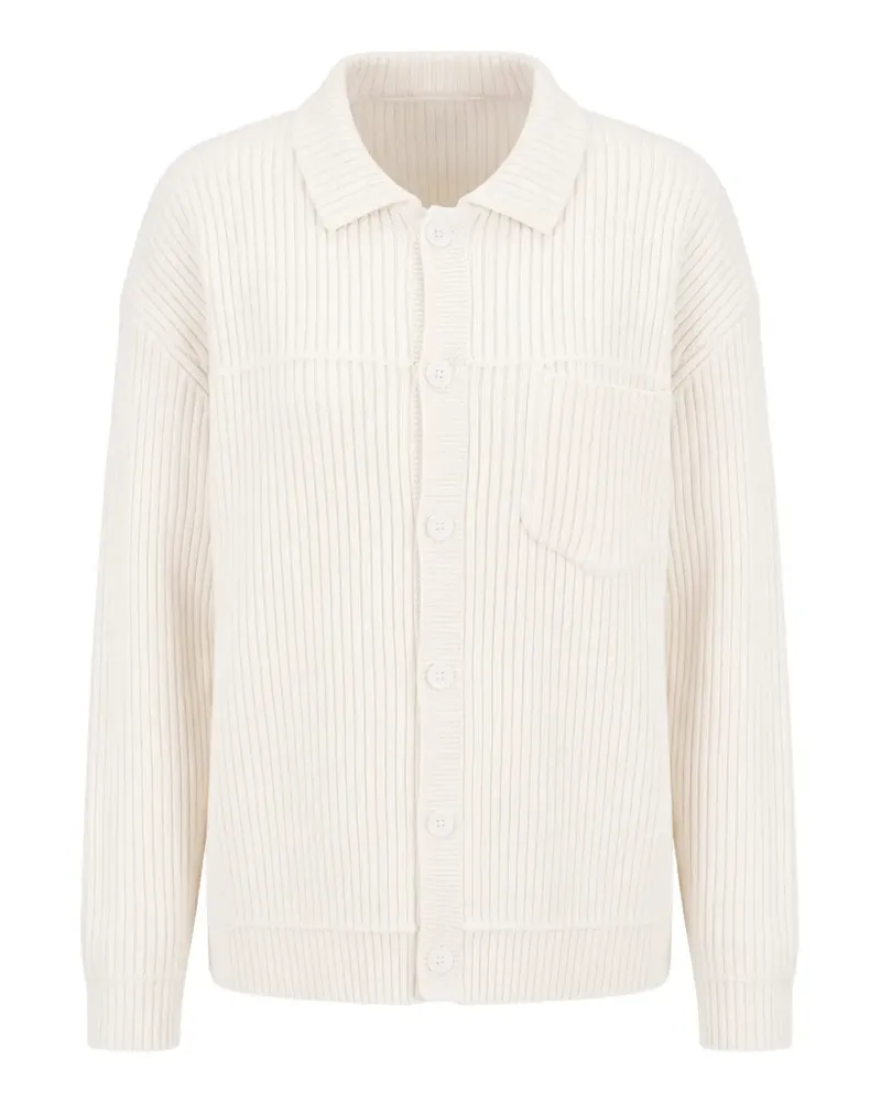 Aya Muse ribbed-knit button-up cardigan - Nude Nude