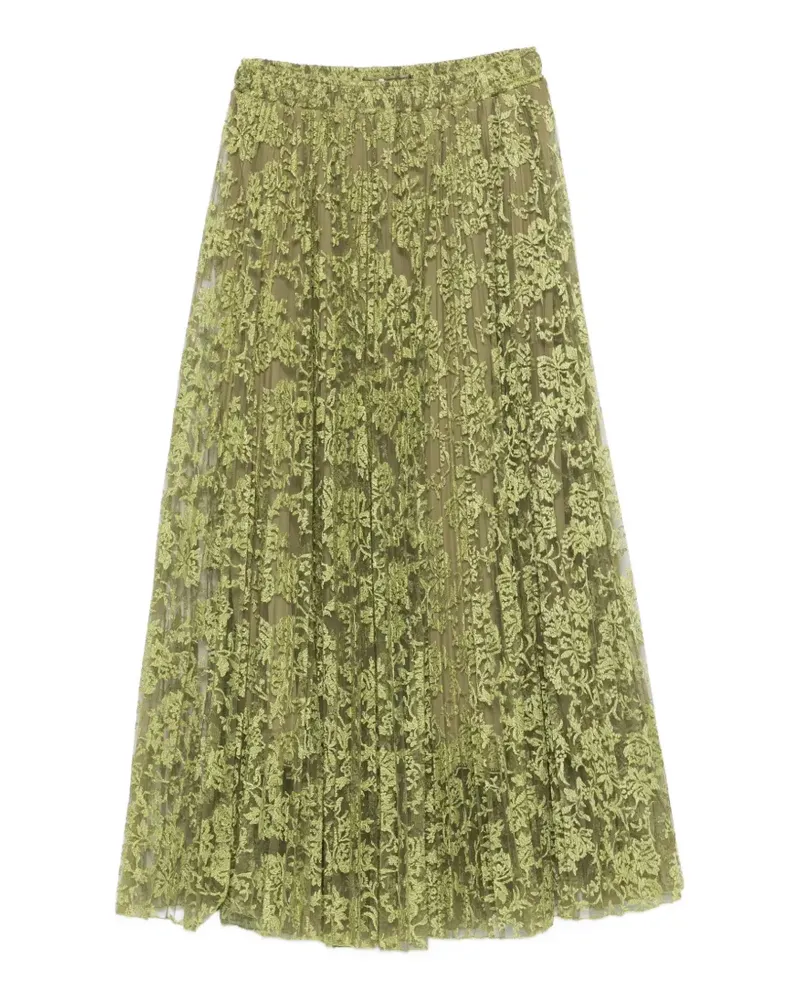 Ermanno Scervino floral-lace pleated midi skirt - Grün Grün