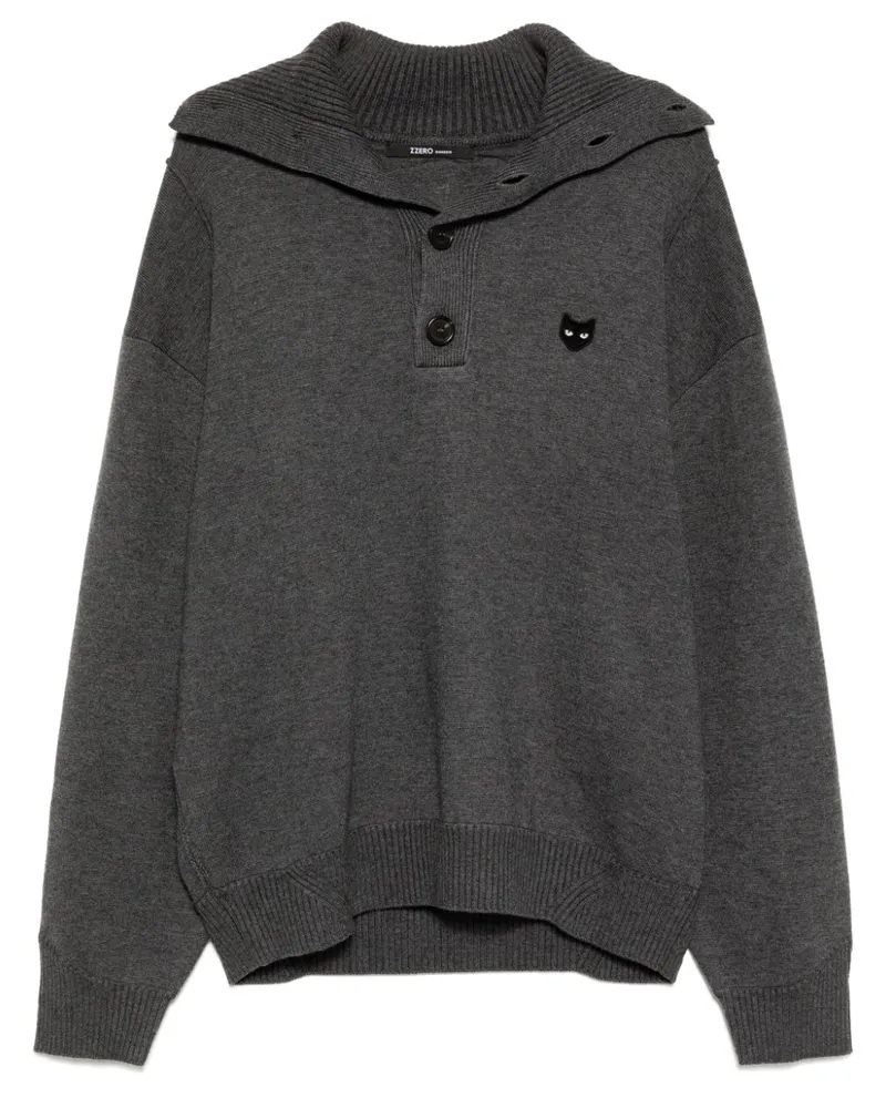 SONGZIO Panther Hand Pullover mit Stehkragen - Grau Grau