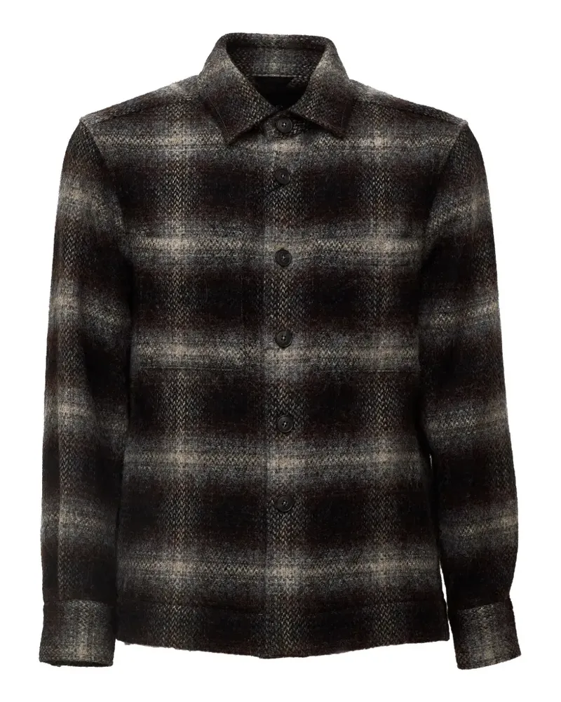 XACUS Moon check-pattern wool shirt - Schwarz Schwarz
