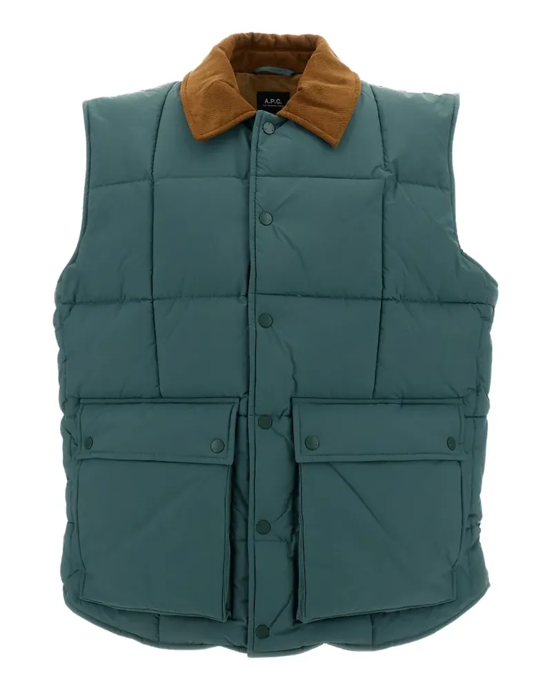 A.P.C. Gesteppte Jimmy Weste mit Cordkragen - Grün Grün