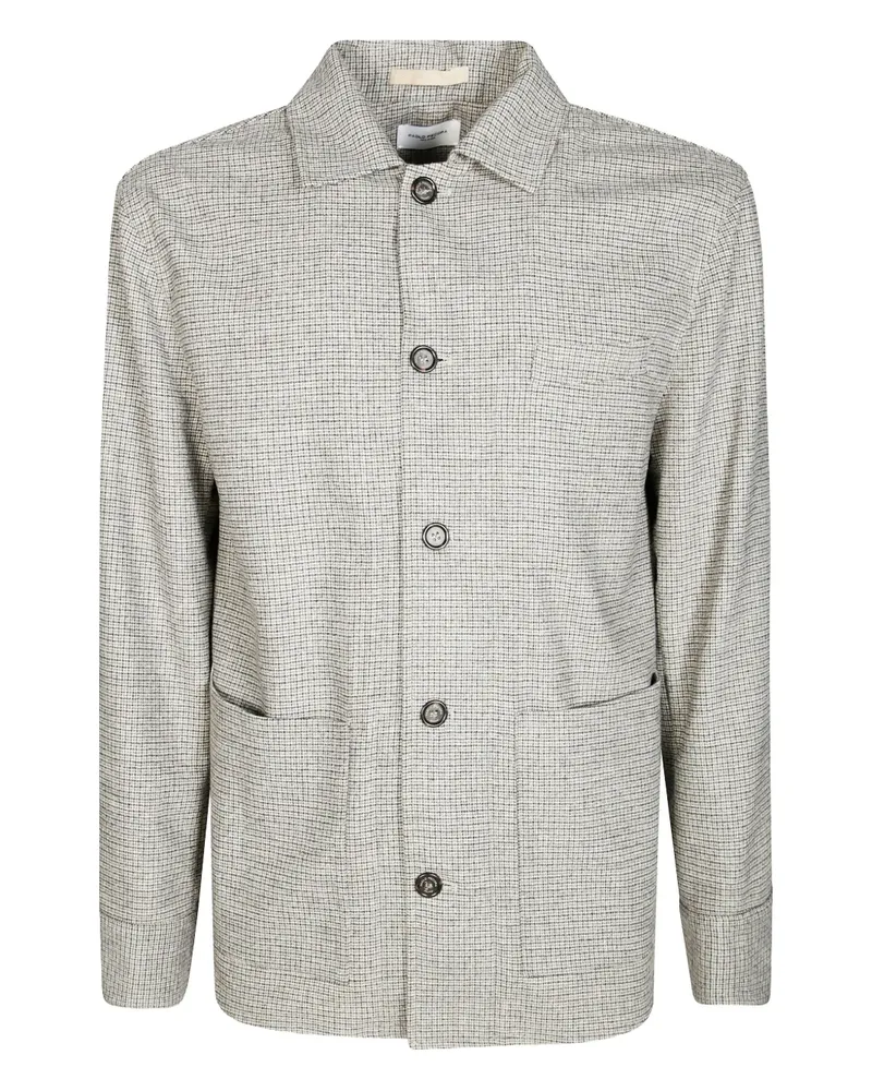 Paolo Pecora Milano pattern-check micro long-sleeves overshirt - Nude Nude