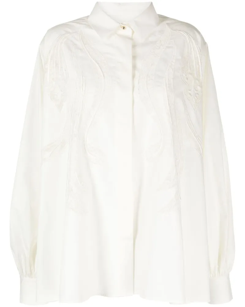 Elie Saab Hemd mit Spitzenstickerei - Weiß Weiß