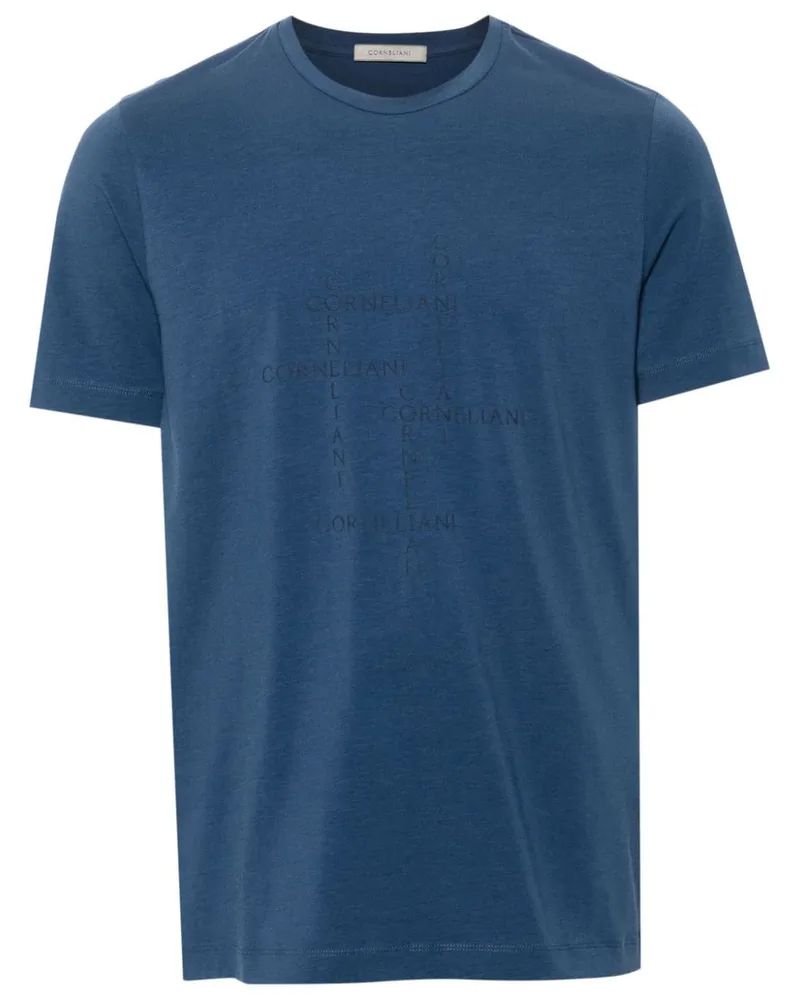 Corneliani T-Shirt mit Logo-Applikation Blau