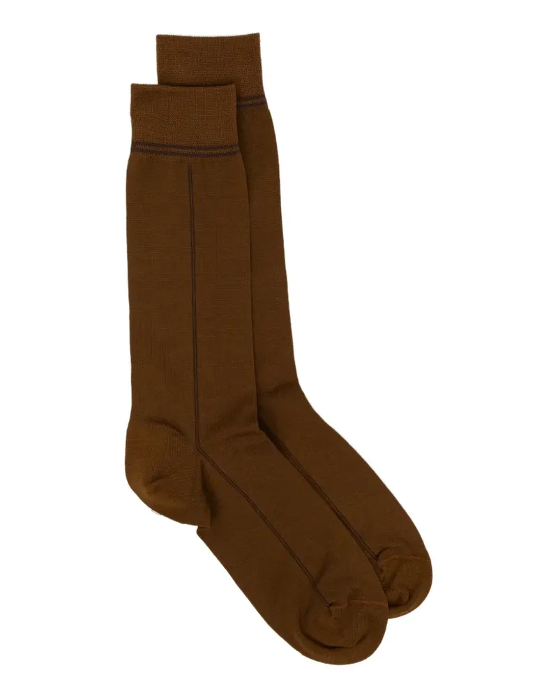 Ermenegildo Zegna Socken mit gerippten Bündchen - Braun Braun