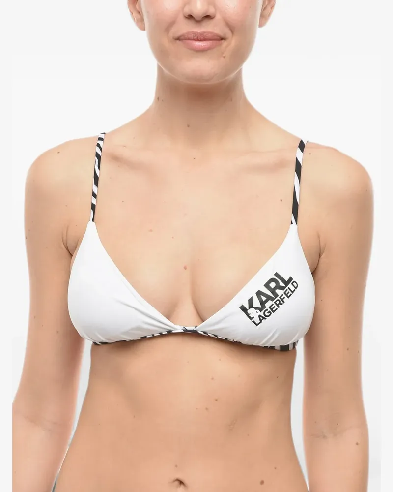 Karl Lagerfeld Triangel-Bikinioberteil mit Animal-Print - Weiß Weiß
