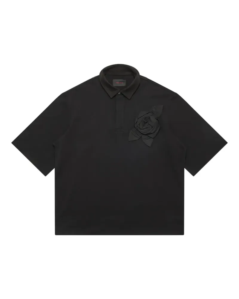 Simone Rocha Poloshirt mit Rosenapplikation - Schwarz Schwarz