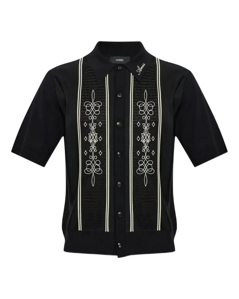 Amiri embroidered short-sleeve cardigan - Schwarz Schwarz