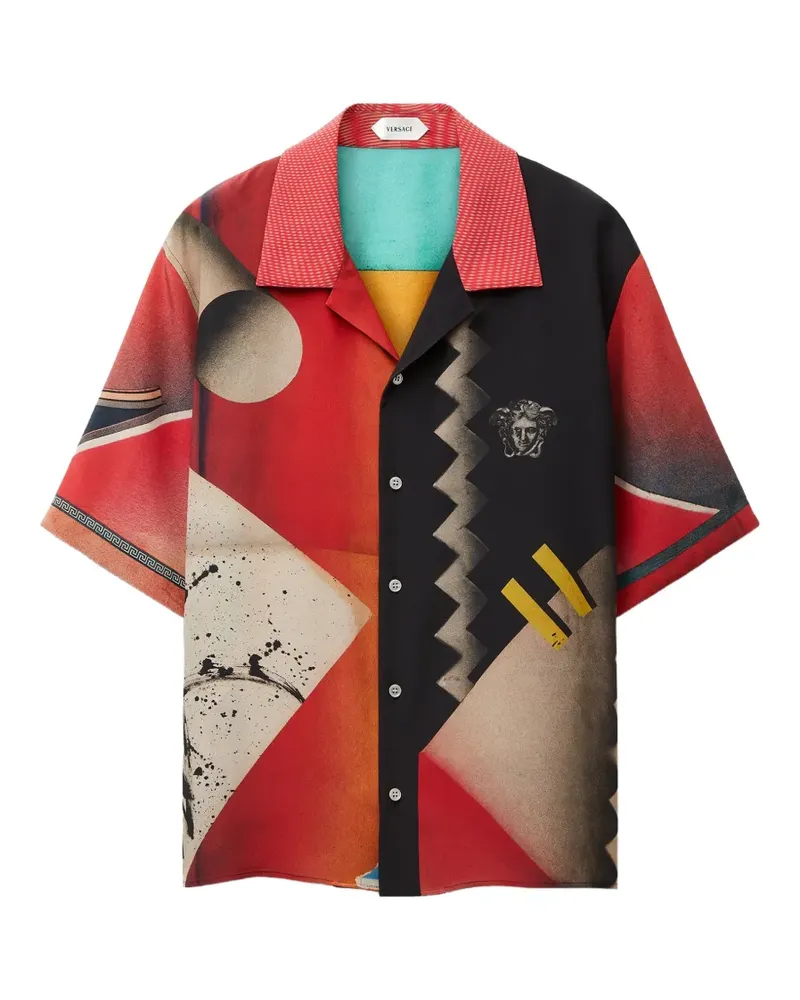 Versace Hemd mit grafischem Print und Medusa Kopf - Rot Rot