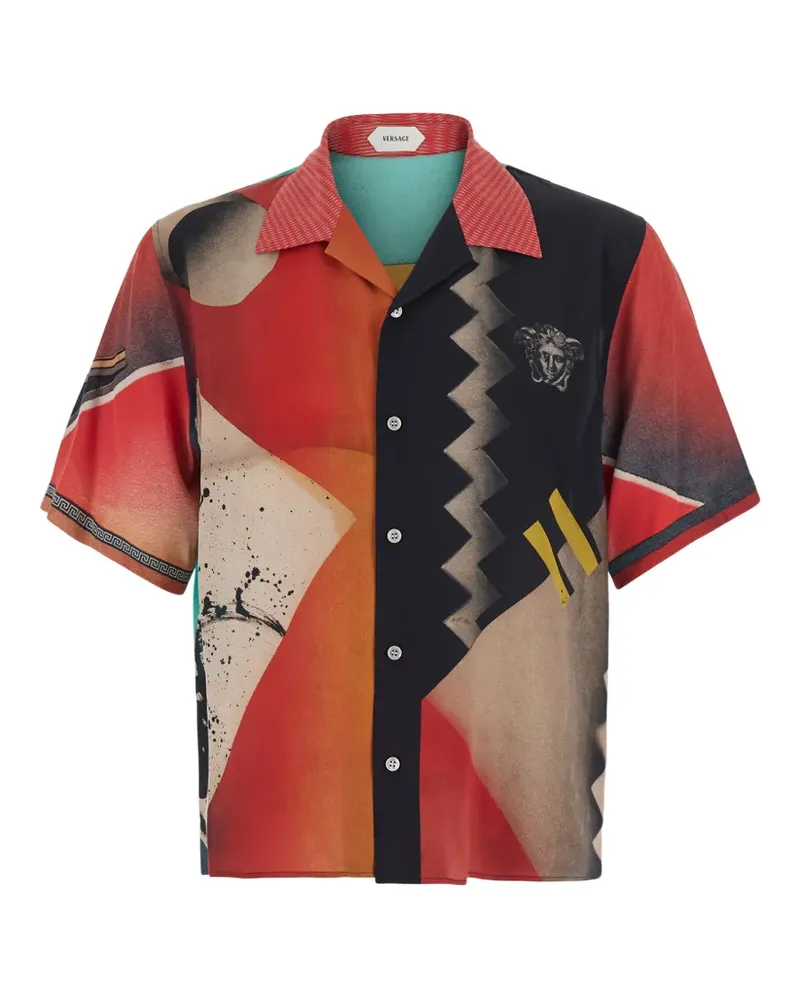 Versace Hemd mit grafischem Print und Medusa Kopf - Rot Rot