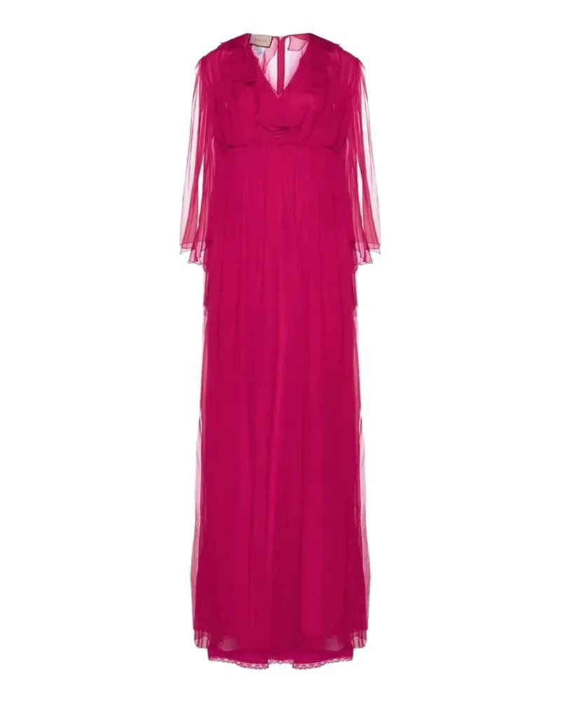 Gucci ruffled silk maxi dress - Rosa Rosa