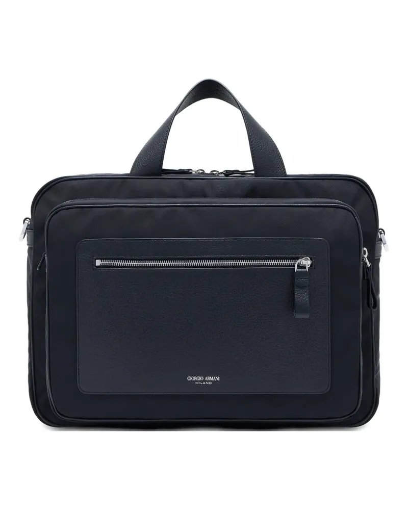 Giorgio Armani logo-stamp panelled briefcase - Schwarz Schwarz