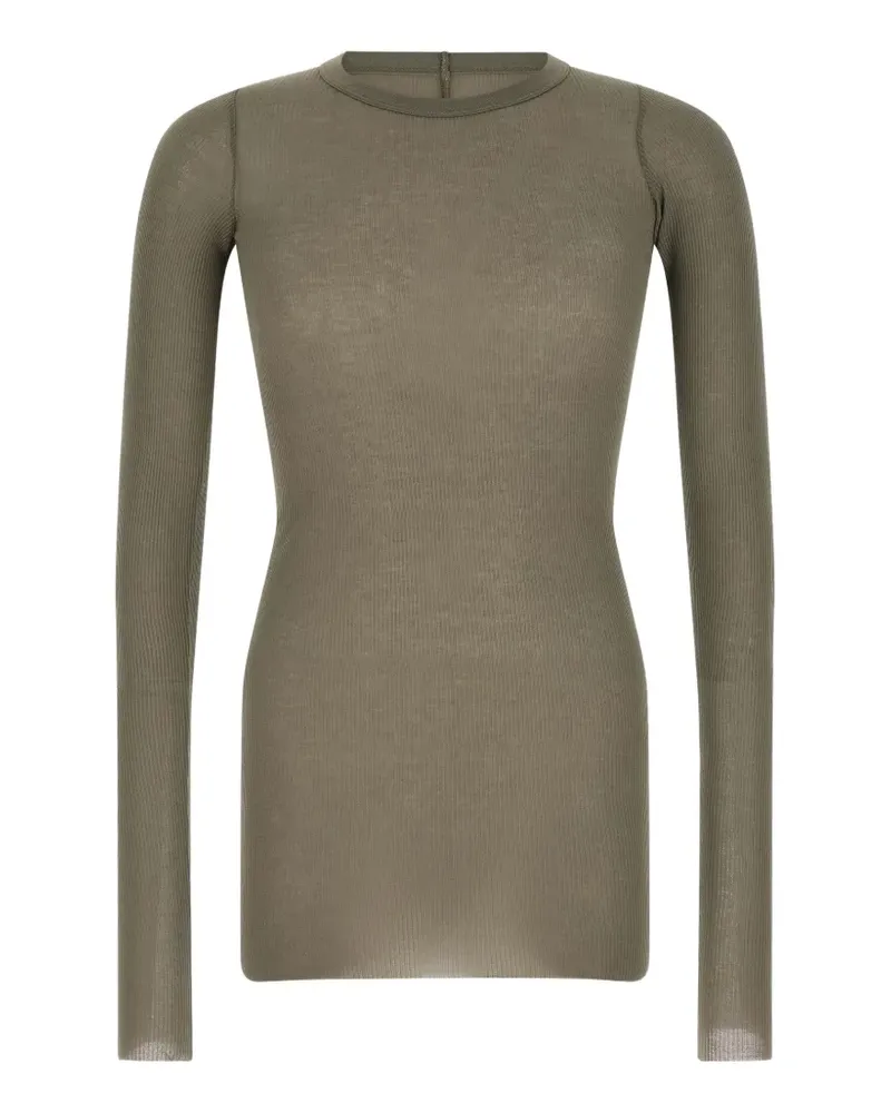 Rick Owens Ungesäumtes Tower Rib LS T-Shirt - Grün Grün