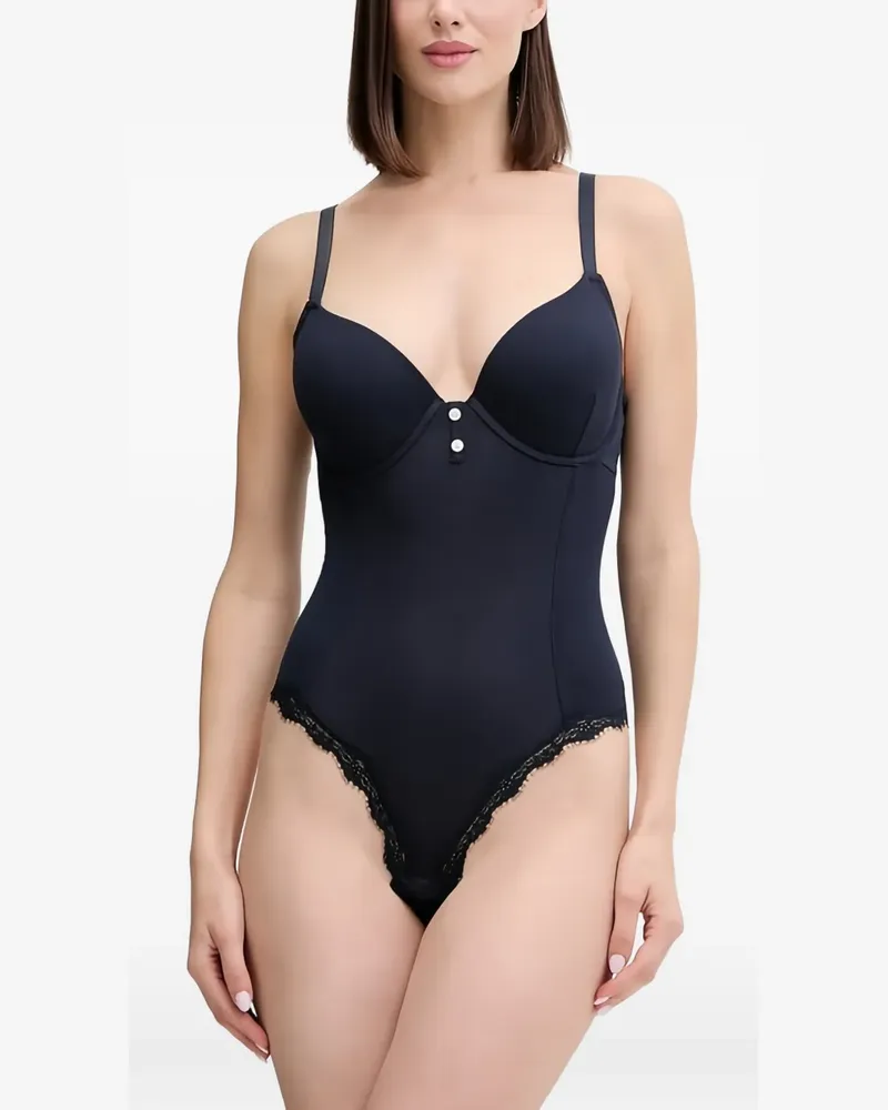 Armani Exchange ribbed lace-trim bodysuit - Blau Blau