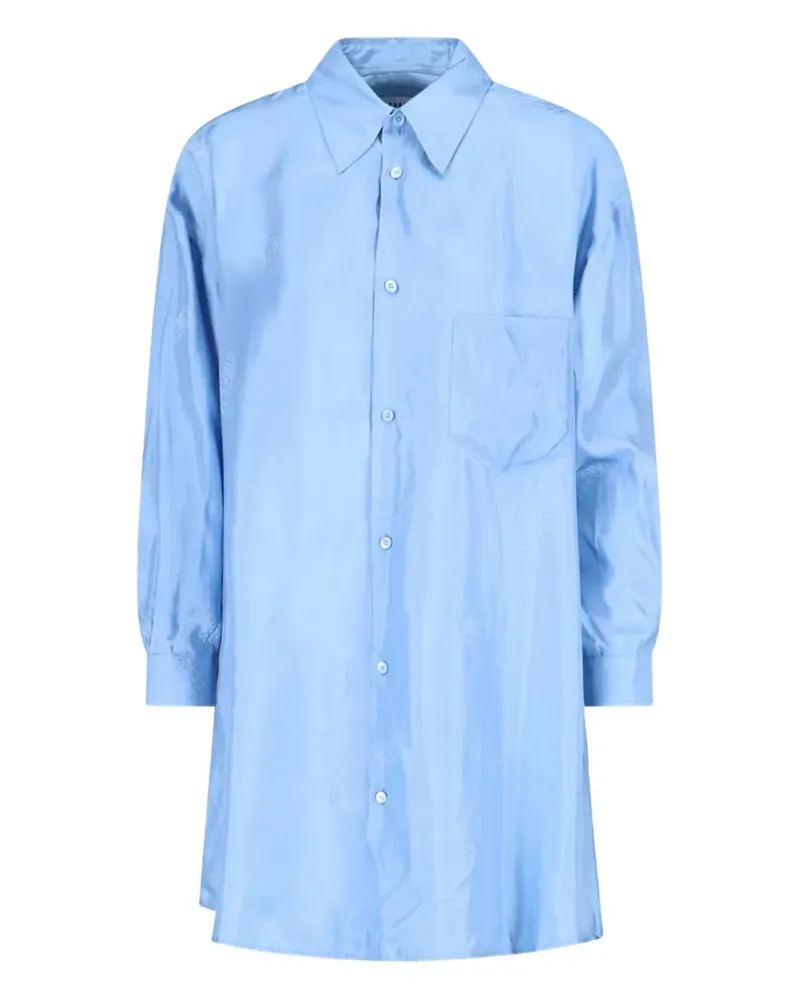 Maison Margiela Hemdkleid mit Logo-Muster - Blau Blau