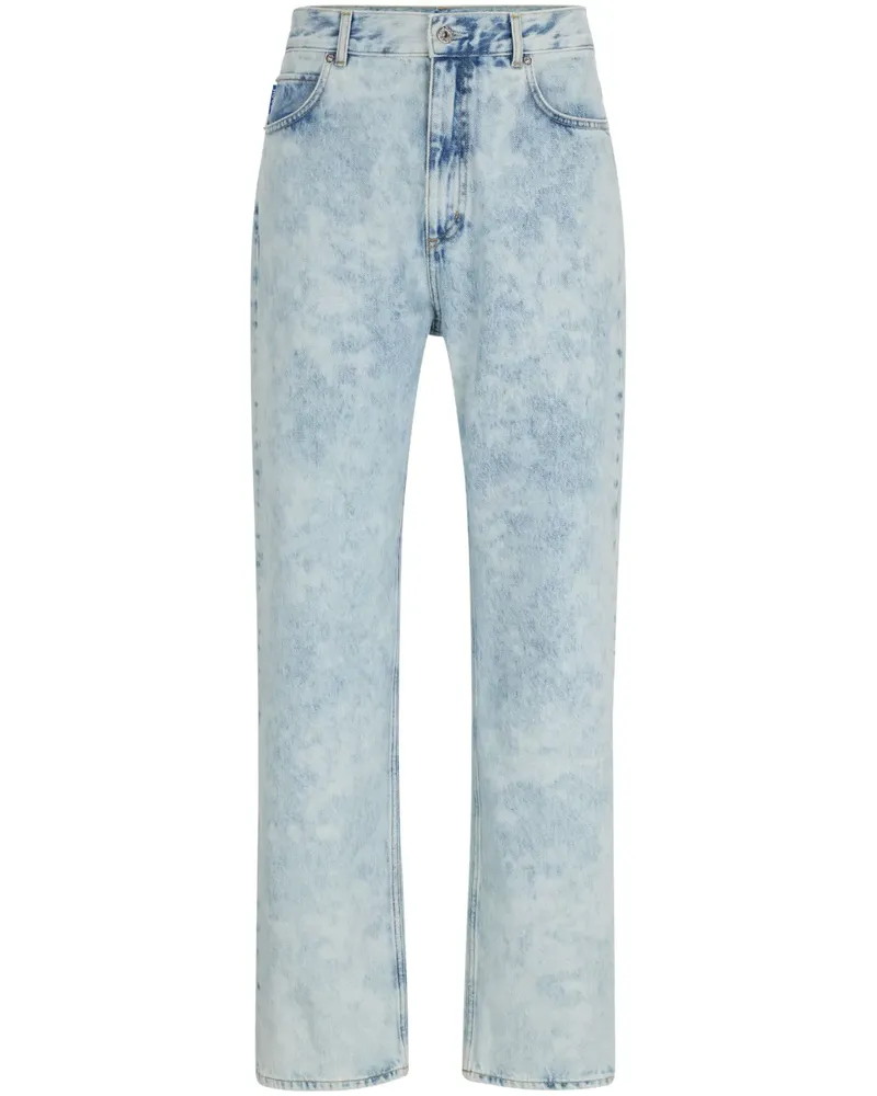 HUGO BOSS Gerade Jeans mit Acid-Wash-Effekt - Blau Blau