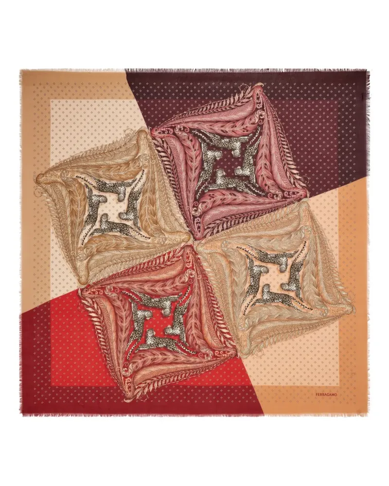 Ferragamo Kaschmirschal mit Madras-Print - Rot Rot