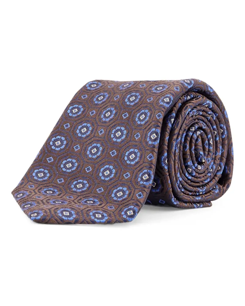 Kiton geometric-jacquard tie - Braun Braun